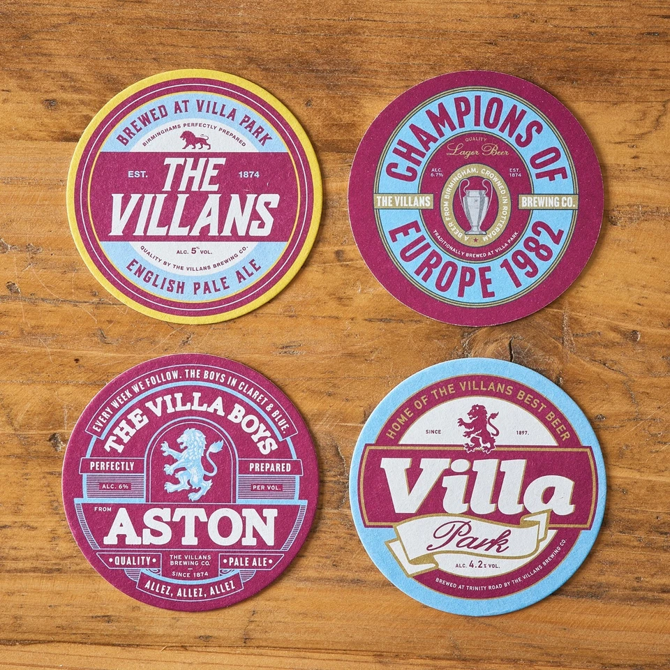 12 Aston Villa Football Beer Mat Coasters Retro Gift Present Pack - New - Image 4 of 4