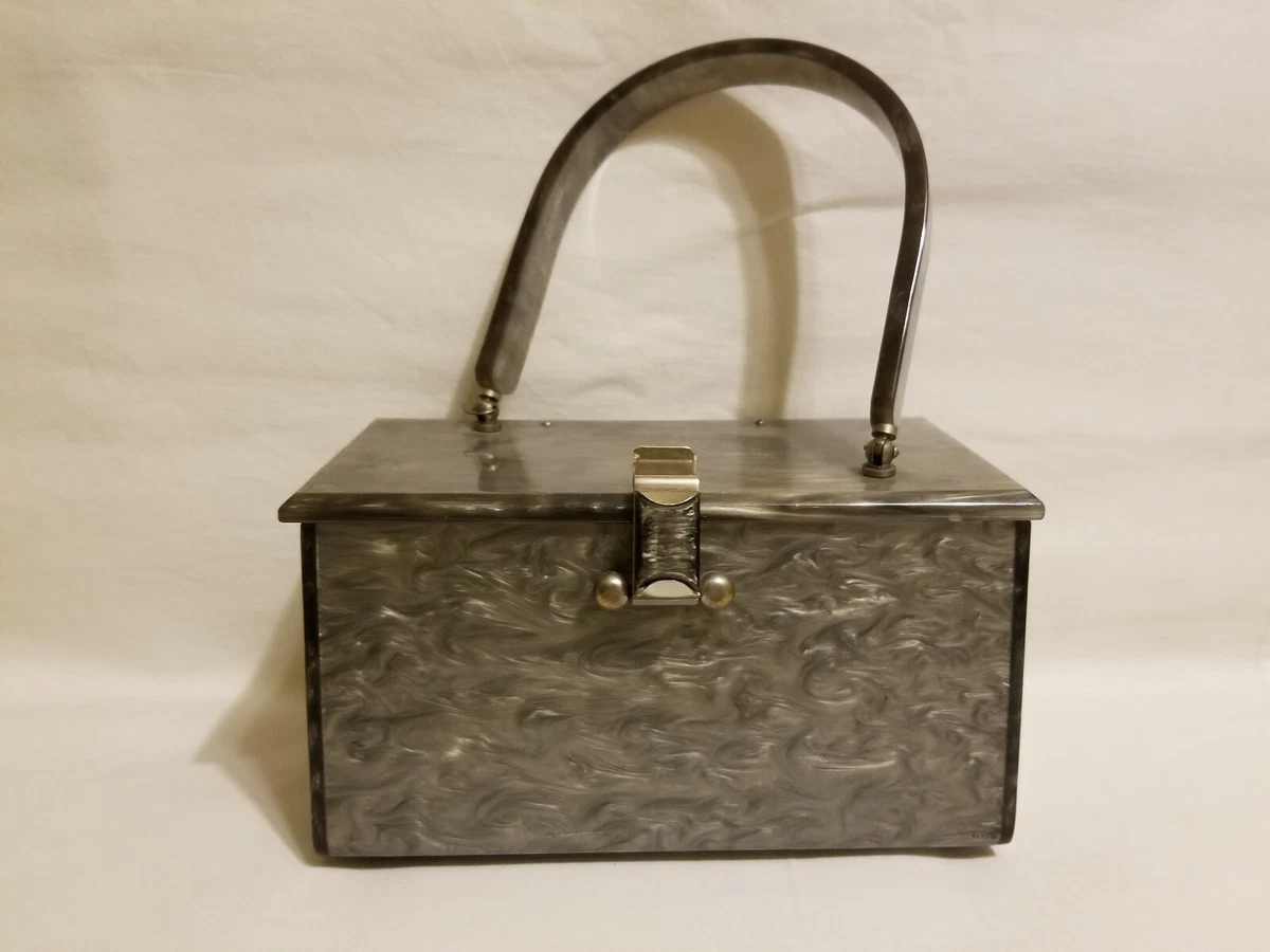 Vintage Llewellyn Inc. Lucite Purse Gray Pearlized Purse Estate