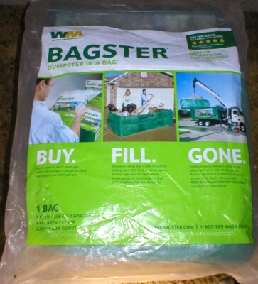 WM BAGSTER DUMPSTER IN A BAG 8' X 4' X 2.6' GREEN SOLD AS IS