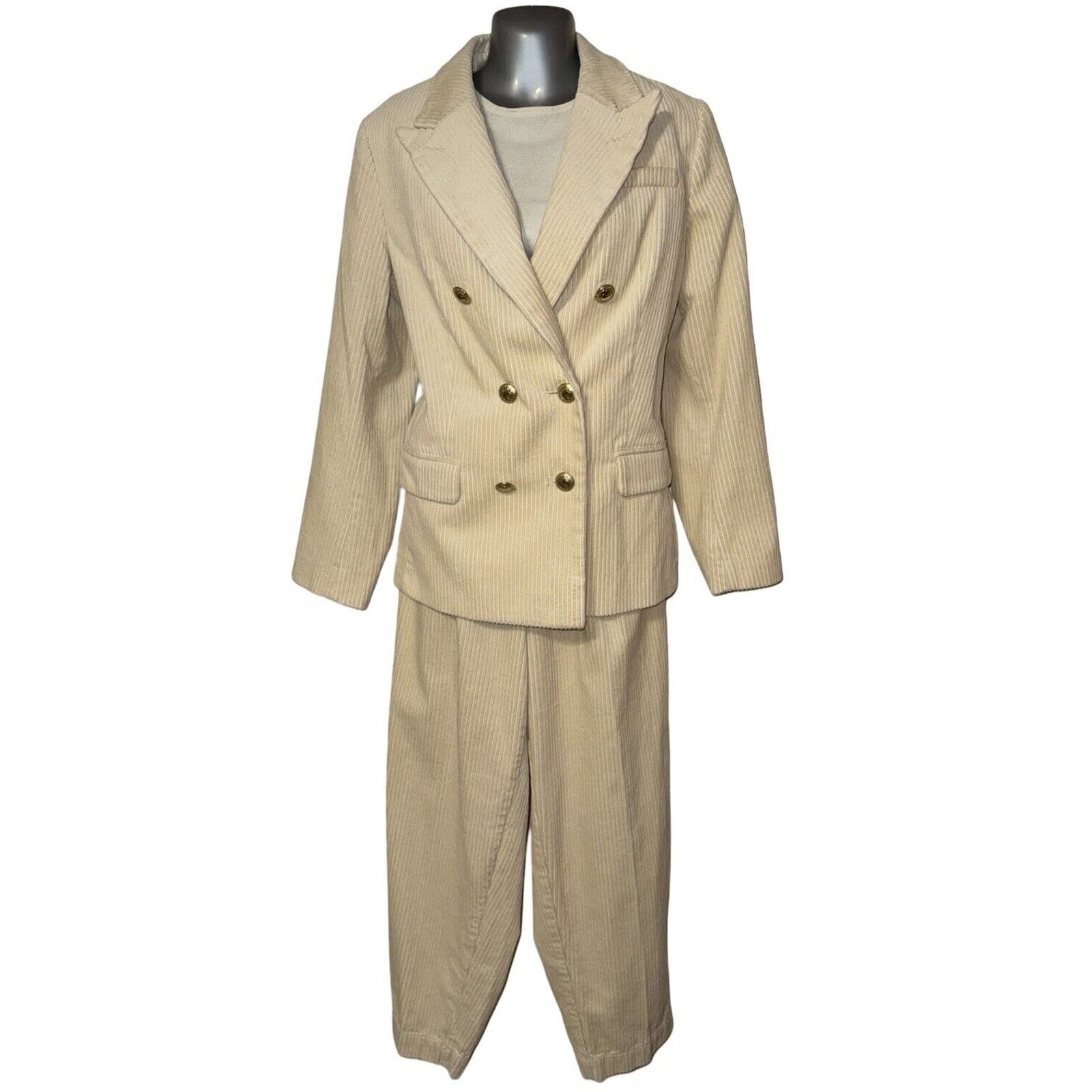 FILA Blazer canottaggio doppiopetto avorio ampio balena pantalone velluto a coste tg 10