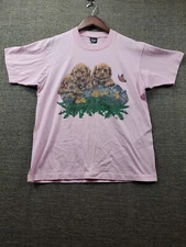 VTG Screen Stars Best Puppy Dog Breed Single Stitch USA 50/50 T-Shirt  L Pink