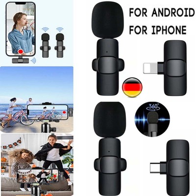 Wireless Lavalier Mikrofon für iPhone Ansteckmikrofon Kabellos Microphone Mini