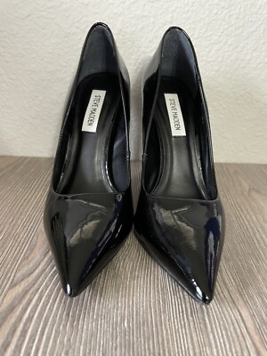 NWOB Steve Madden Vala Black Patent Leather High Heel Stiletto Pumps Size 7