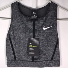 Nike Pro Hypercool Women's XS Crop Tank Sports Bra Charcoal Grey NWT