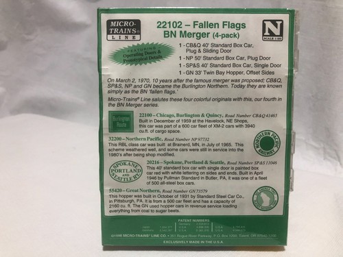 N Scale MT PA5 22102 Fallen Flags BN Merger, CBQ & NP & SP S & GN MIB - Picture 4 of 5