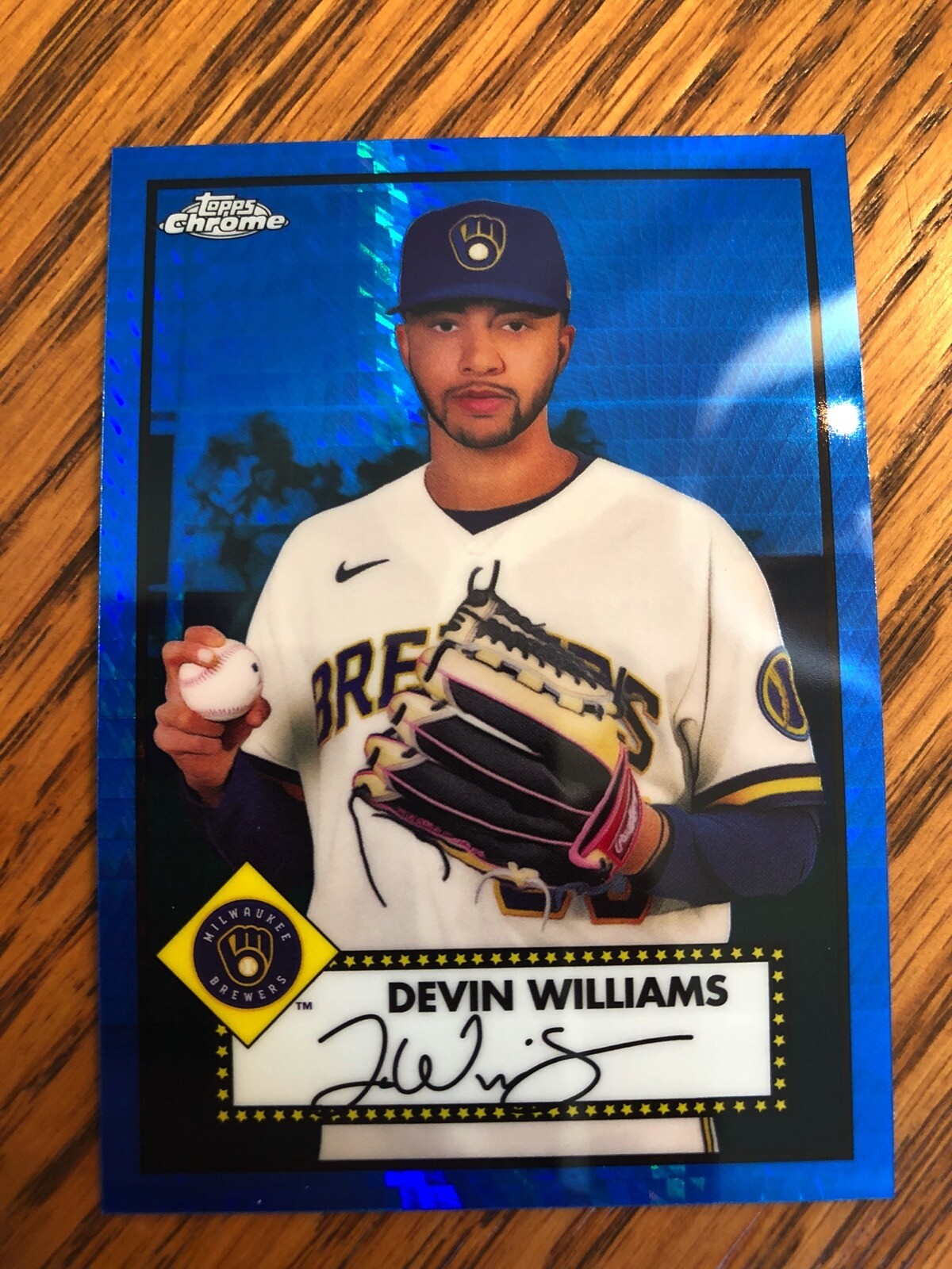2021 Topps Chrome Platinum Anniversary Blue Prism Devin Williams Brewers 287