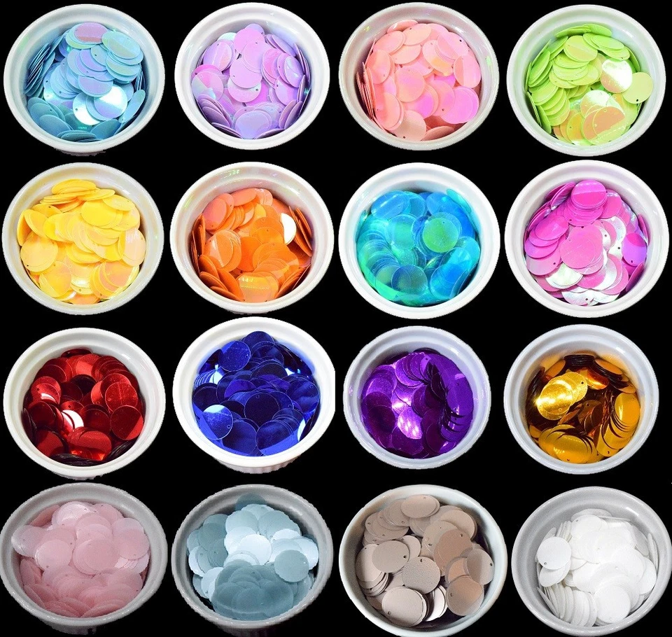 100 Runde 20 mm Lose Pailletten Flach Nähen Borte Kostüm - 44 Farben - 1200