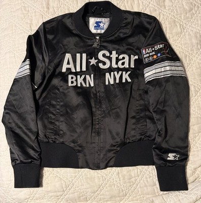 Starter Brooklyn All Star Jacket Youth Sz Medium 2015 Full Zip Black NBA Basket