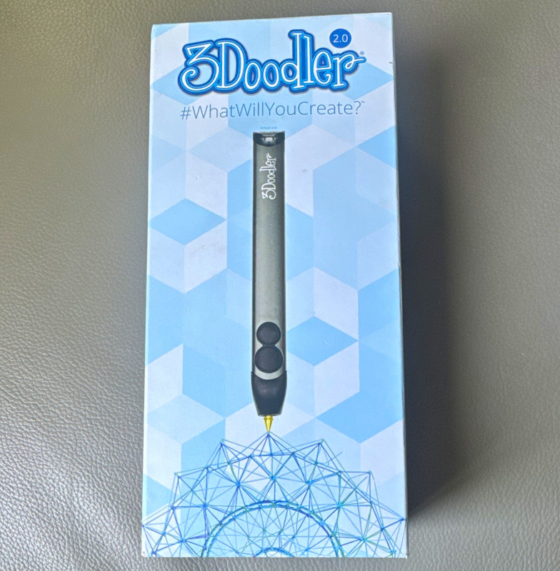 3Doodler 2.0 3D Pen Gray/Black Kit w/ Power Adapter, Manual & PLA Filament