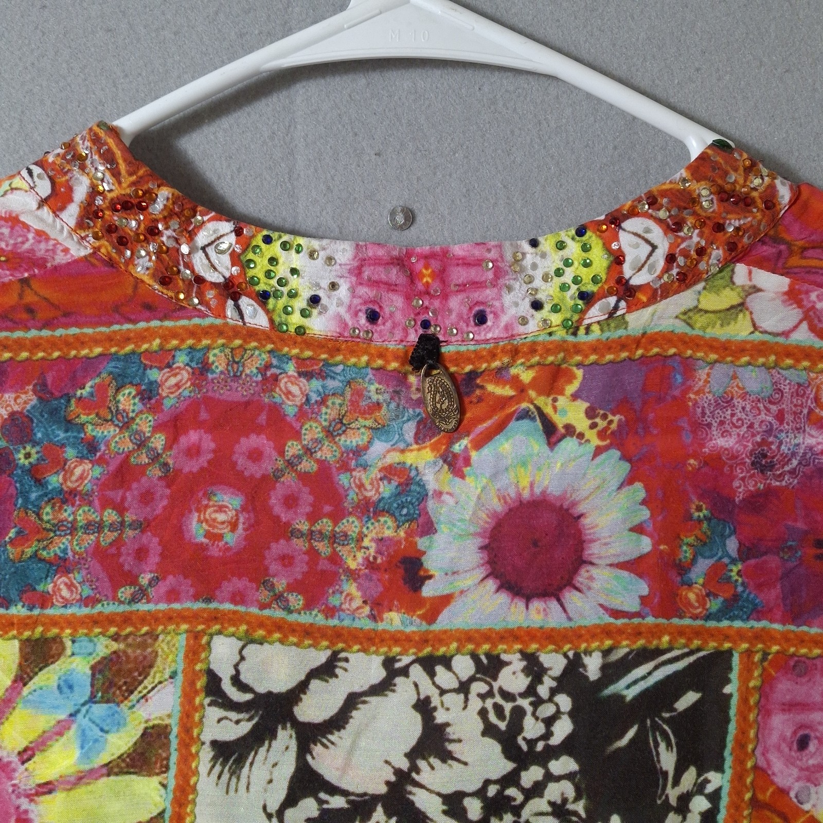 Ruby Yaya Patchwork Boho Peasant Blouse Medium Hi… - image 8