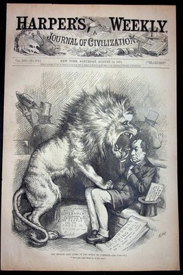 T. Nast Harper's Weekly COVER ONLY August 14 1875 British Lion House Of Commons