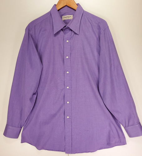 Camicia elegante vintage Paul Stuart con bottoni uomo L viola cotone twill USA anni 90 - Foto 2 di 14