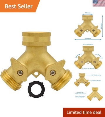 Easy Installation Brass 2-Way Garden Hose Splitter with Adjustable Flow Control