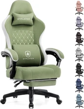 GTPLAYER Gaming Chair, 20 inches (W) x 21.5 (L) x 51 (H), Green 