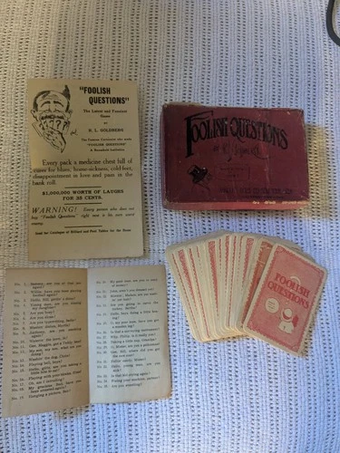 Foolish Questions RL GOLDBERG Card Game 1910s Complete With Directions And Box