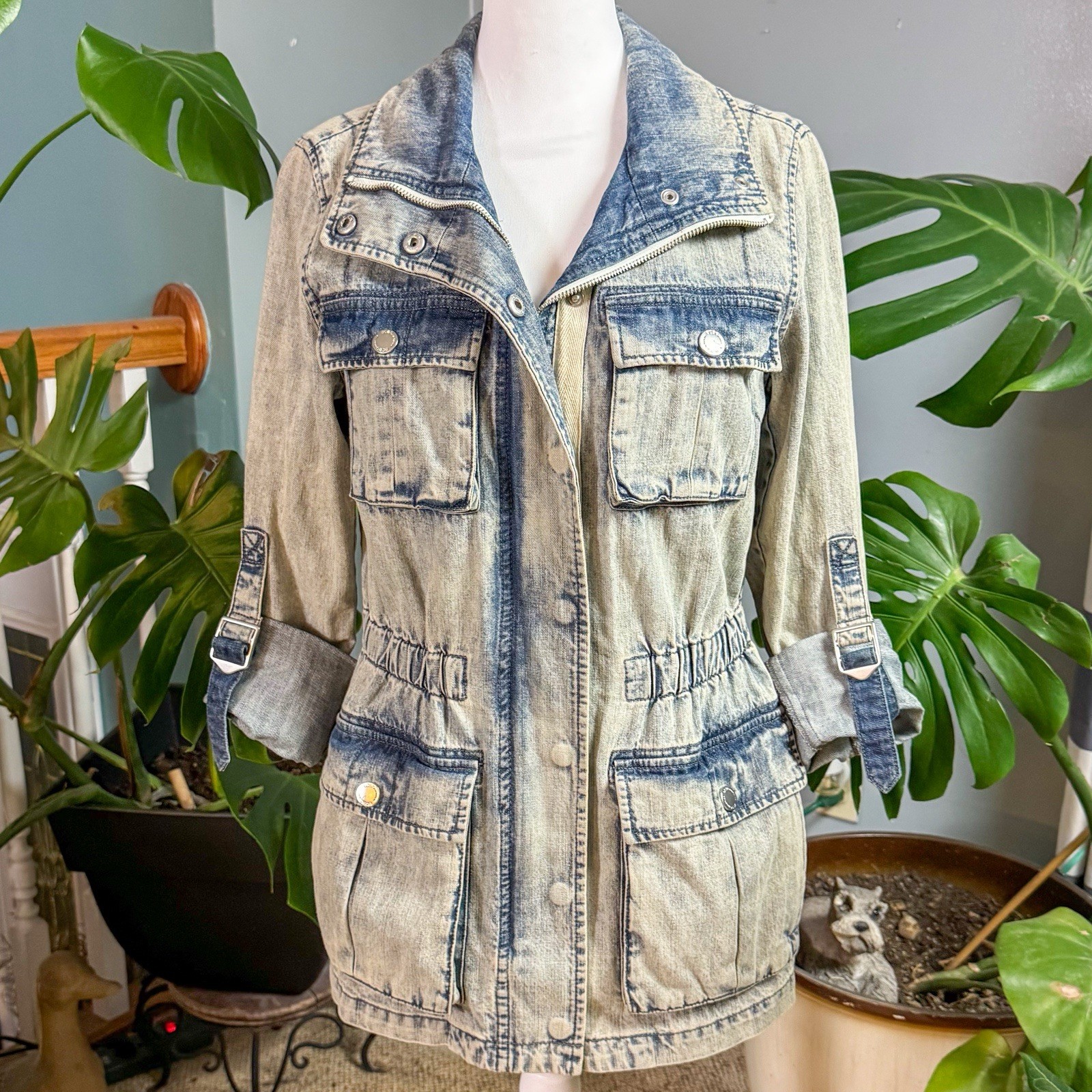 BCBGeneration Denim Utility Jacket Size Small Chi… - image 9
