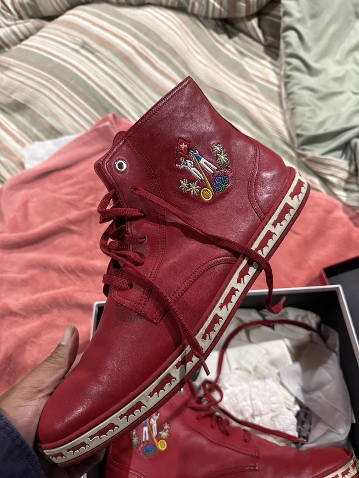 Zapatillas altas de cuero Bally Animals rojas talla 14 de Estados Unidos Foto 4 de 4