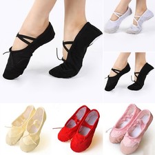 Pointed Toe Canvas Ballet Dance Shoes for Adults Women's Slippers Gymnastics
