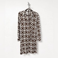 Young At Heart Patterned Stretch Jersey Spring Casual Chic Midi Dress Brown