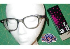 Vintage Bouton Safety Spectacle Lenses Wayfarer Plastic Mesh Sideshield NOS USA