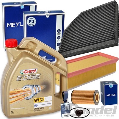 MEYLE FILTERSET+CASTROL EDGE LL 5W30 für AUDI A4 B8 A5 8T 8F Q5 8R TFSI 1.8+2.0