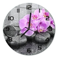 Runde Wanduhr Mit FließEnden Zeigern Orchideen-Steine Schwarze Zeiger Fi30 Cm