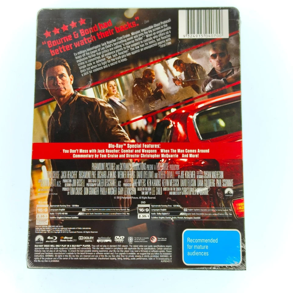 Jack Reacher - Tom Cruise - Steelbook - Blu Ray + DVD - Region B/4 - New Sealed - Image 2 of 2
