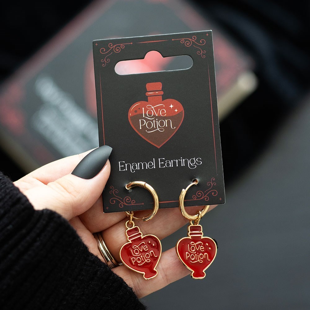 Love Potion Bottle Shaped Enamel Earrings