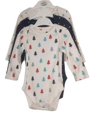 3er Pack Baby Bodys Langarm 6-9 Monate M&S Weihnachten weiche Baumwolle