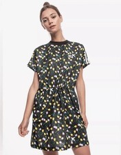 Adidas Originals Black All-over Floral Print Oversized Tee-Dress Size XS