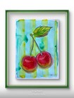 Original Green Cherries Painting By Alannah Dyer- Acrylic 9x12 in. Kitchen Decor — photo 1