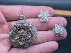 🔥 ART NOUVEAU STERLING SILVER FLORAL FILIGREE DESIGN NECKLACE EARRINGS SET — photo 9