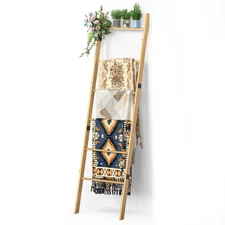 6-Tier Blanket Ladder for Living Room, Blanket Quilt Ladder Rack Rustic Decor...