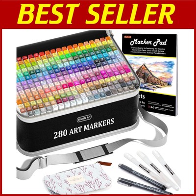 Alcohol Based Art Markers - 280 Colors + Bonus Highlighters