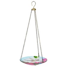 Hummingbird Hanging Birdfeeder and Bath with Floral Design for Outdoor Decor