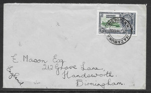 NORTHERN RHODESIA SCOTT 19 USED ON COVER - 6/25/35  MAZABUKA TO BIRMINGHAM