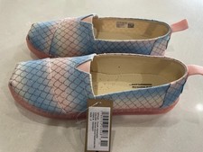 Toms Alpargata Girls Shoes Pink Multi Iridescent Mermaid Scales Print Youth 3