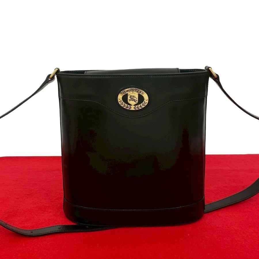 Borsa a tracolla Burberry vintage in pelle nera con logo Shadow Horse autentica