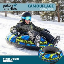YUKON CHARLIE'S INFLATABLE SNOW TUBE 46 HEAVY-DUTY SNOW SLED WITH - CAMO