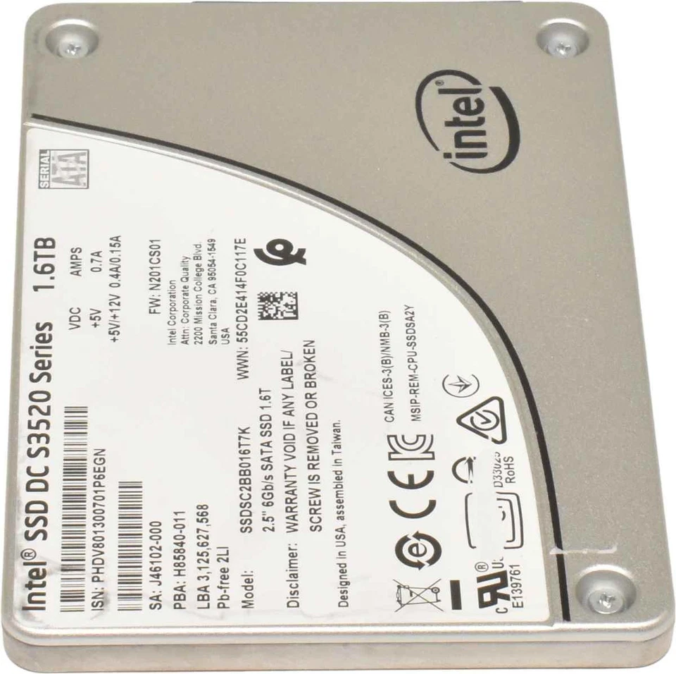 Intel SSD DC S3520 Series 1.6TB 2.5" 6G SATA SSD SSDSC2BB016T7K PowerEdge Server - Bild 2 von 4