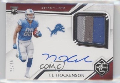 2019 Limited Silver Spotlight 29/75 TJ Hockenson RPA Rookie Patch Auto RC 16wc