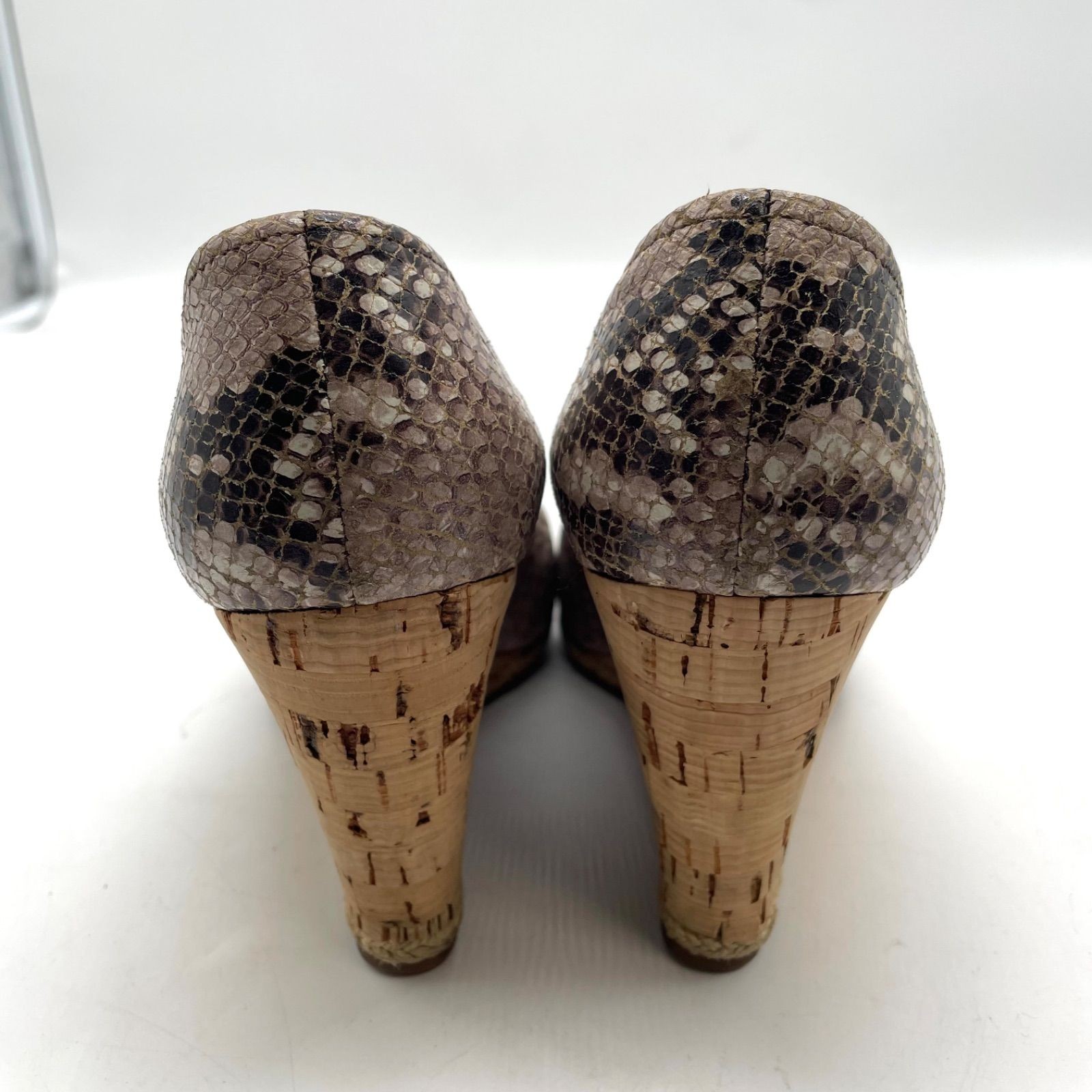 PRADA Beige Python Wedge Pumps Ribbon Logo Hardwa… - image 22