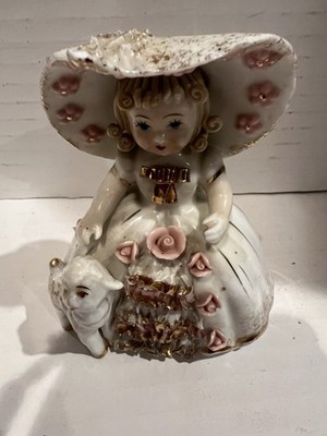 Vintage Lefton Mary Had A Little Lamb Figurine K1052 Made in Japan 3.75 Inches 