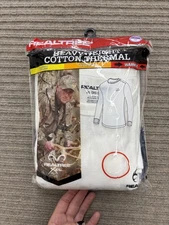Realtree Heavyweight Cotton Thermal Shirt Mens 2XL White Warmest Base Layer Hunt