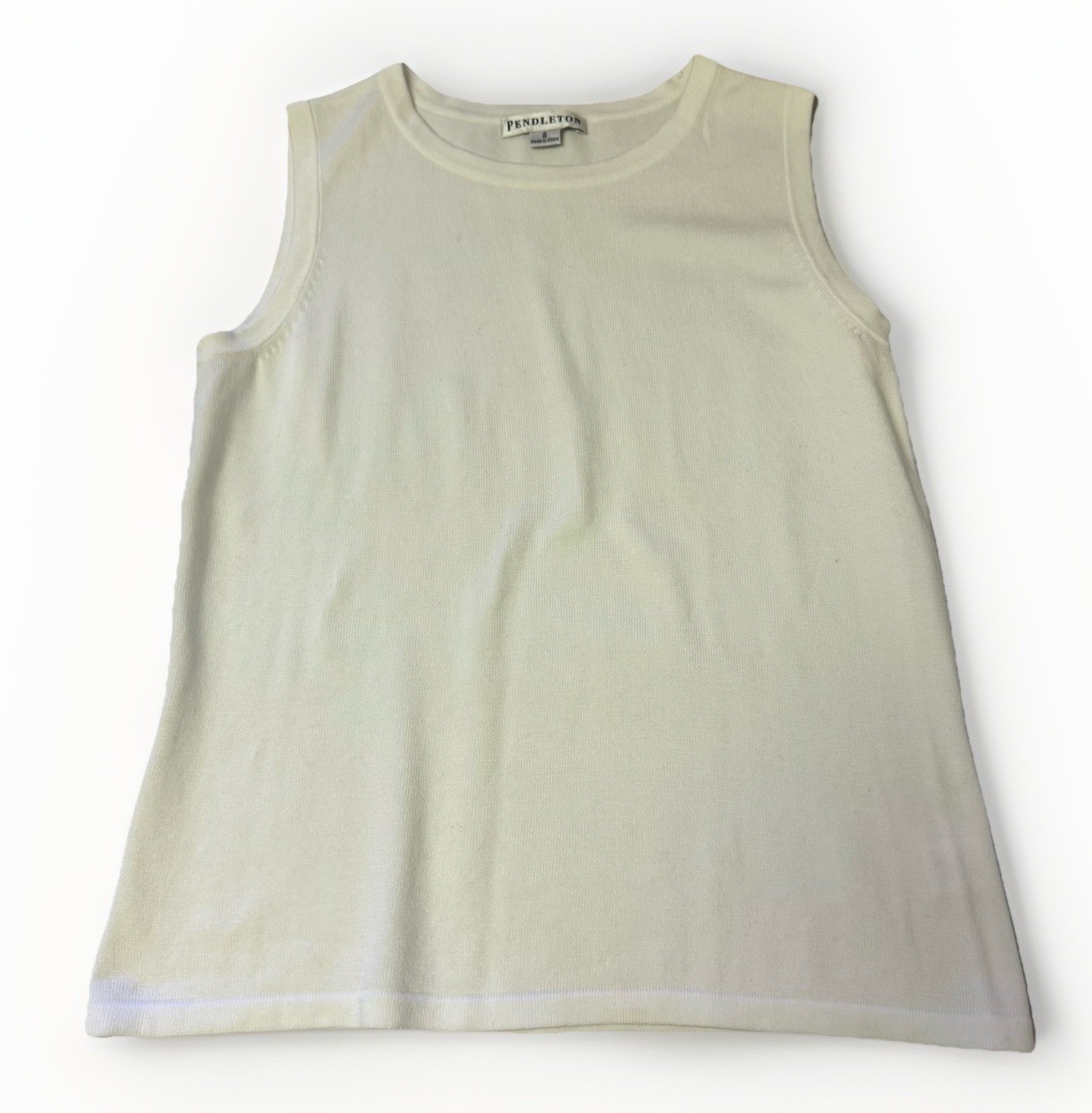 Pendleton White Sleeveless Knit Pullover Tank Shi… - image 1