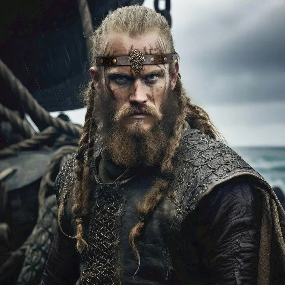 Viking Leather Headband Adjustable Medieval Headpiece LARP Costume Renaissanc... - Image 3 of 4