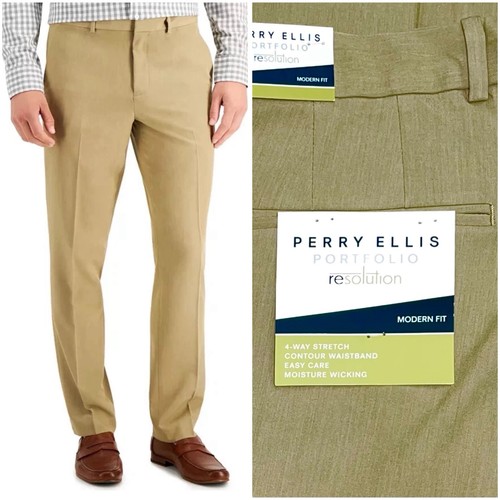 TG. 32W / 30L) Perry Ellis Portfolio Modern-Fit Performance Pantaloni