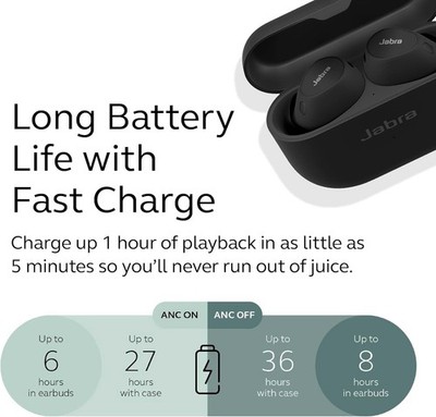 Jabra Elite 10 True Wireless Bluetooth Earbuds - Matte Black (100