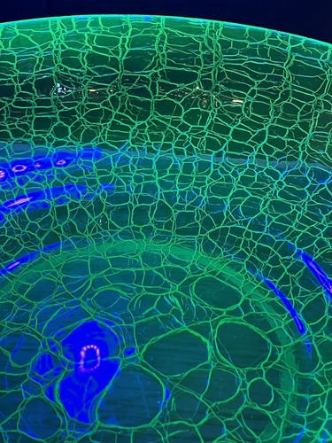 Stunning Large Vintage Uranium Crackle Glass Bowl - Picture 3 of 3