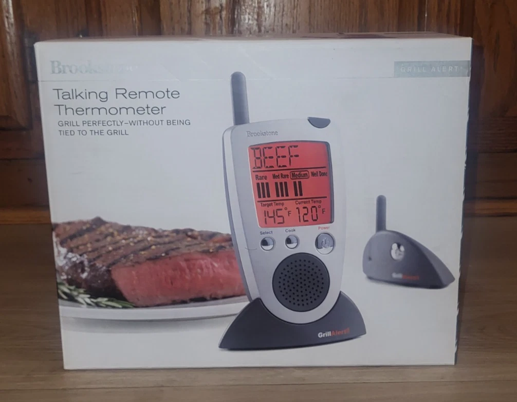 UNUSED AM*ZON $75 Brookstone Grill Alert Talking Remote Meat Thermometer IN BOX